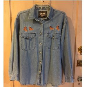 Vintage No Barriers Denim Button Up Shirt